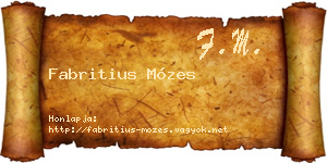 Fabritius Mózes névjegykártya